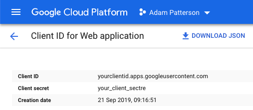 Google Site Kit - Google Cloud - Client ID for Web Application
